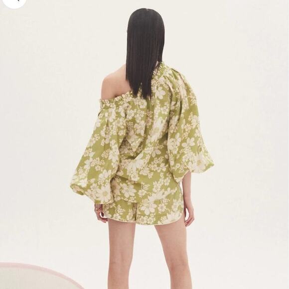 NWT Alemais Green Floral Leisa Shorts Size 2 MSRP $225 Elastic Drawstrin… - Picture 4 of 13